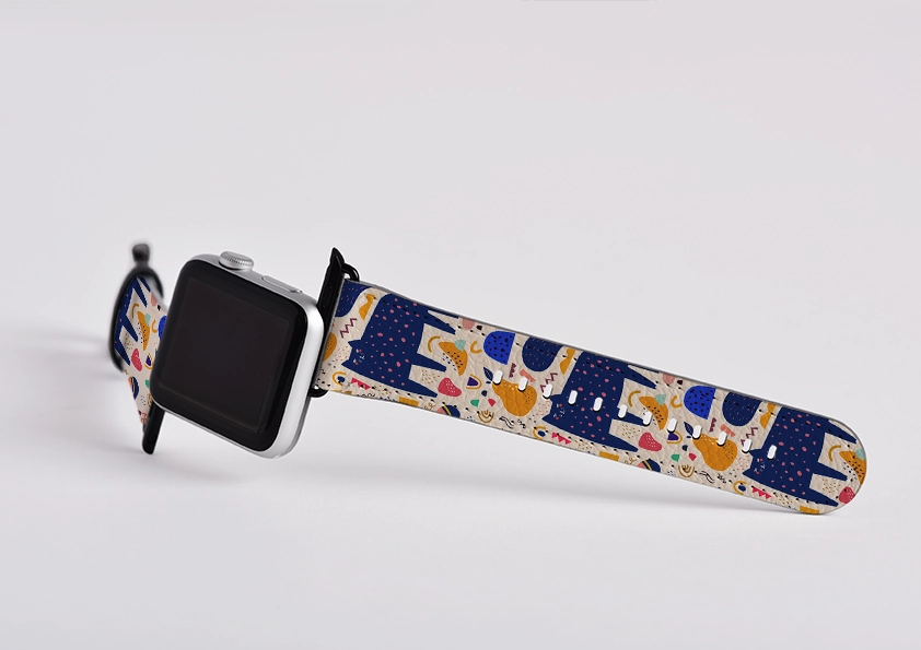 Modern Comfort Classic Aesthetic Blue Cat Apple Watch Strap