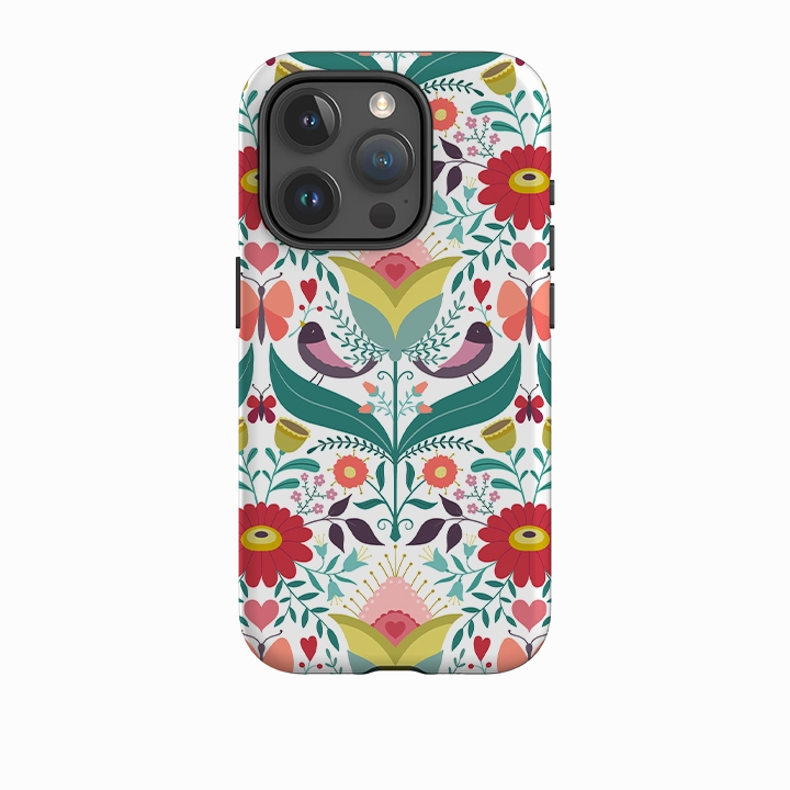 Soft Finish iPhone Tough Case - Bird Pattern IV By Suzy Taylor