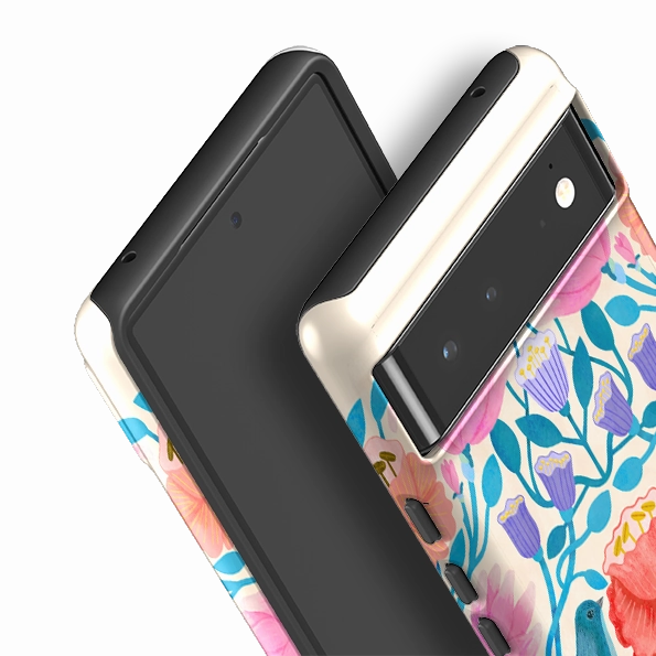 Button Cover Google Tough Case -  Floral Birds By Nina Pace