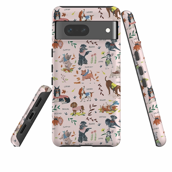 Google Tough Case -  Dog Pattern By Caroline Bonne Muller Raised Edges Minimal Finish