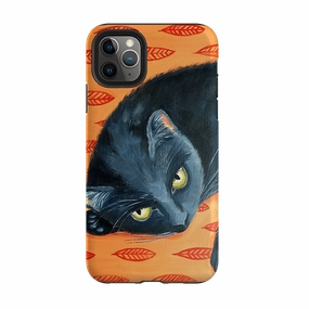 Fashion Touch Smooth Pattern Finish iPhone Tough Case - Black Cat By Mary Stubberfield