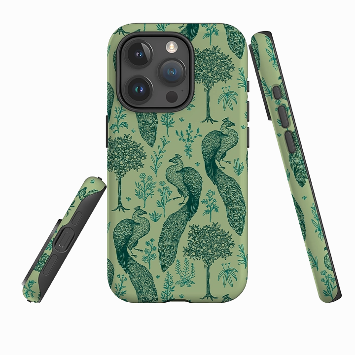 Glossy surface Sleek Detail iPhone Tough Case - Peacock Pattern By Anna Stead