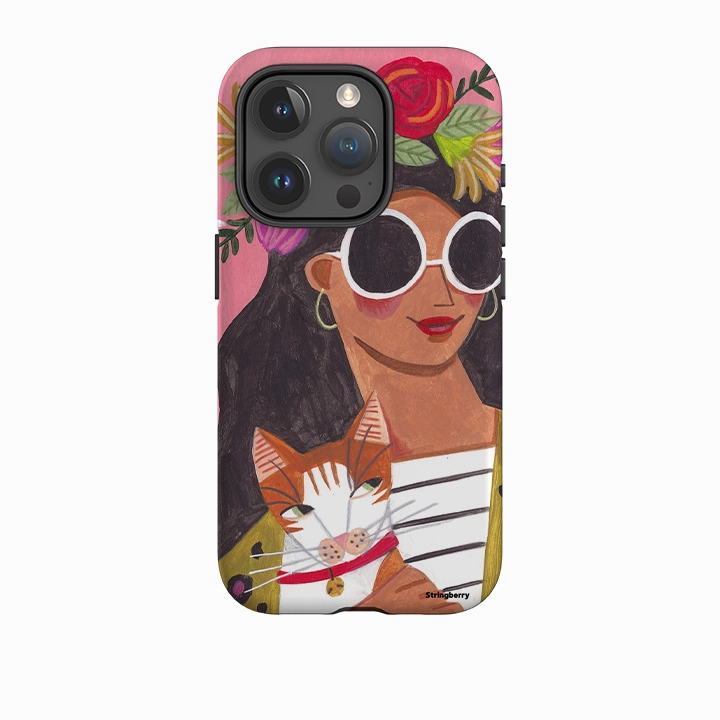 Office use iPhone Tough Case - Woman & Cat By Caroline Bonne Muller