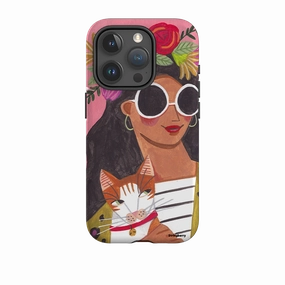 Office use iPhone Tough Case - Woman & Cat By Caroline Bonne Muller