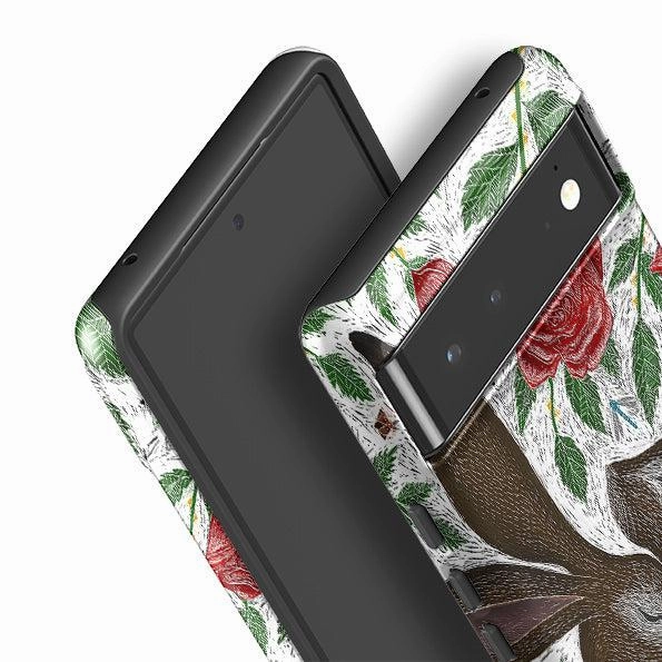 Smooth Look Google Tough Case -  Hares And Red Roses By Catherine Rowe