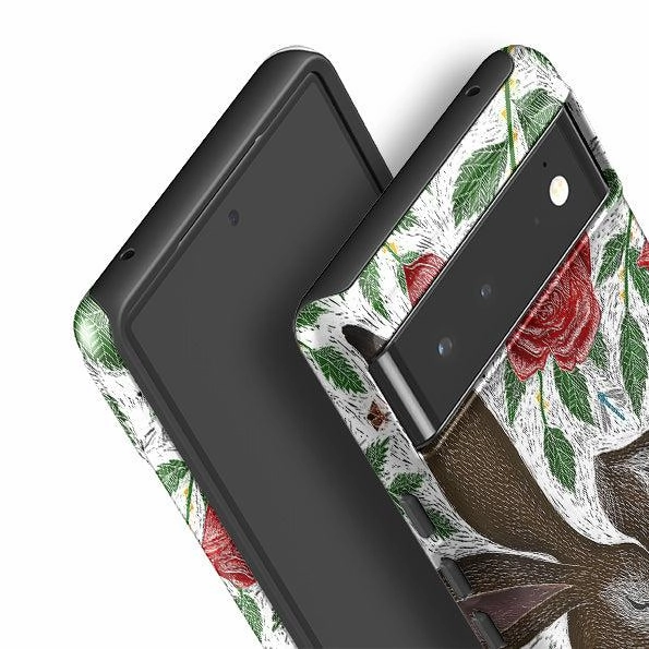 Everyday Comfort Google Tough Case -  Hares And Red Roses By Catherine Rowe