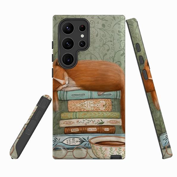 Customizable Option Premium Feel Layer Samsung Tough Case - Cats and Books By Maja Lindberg