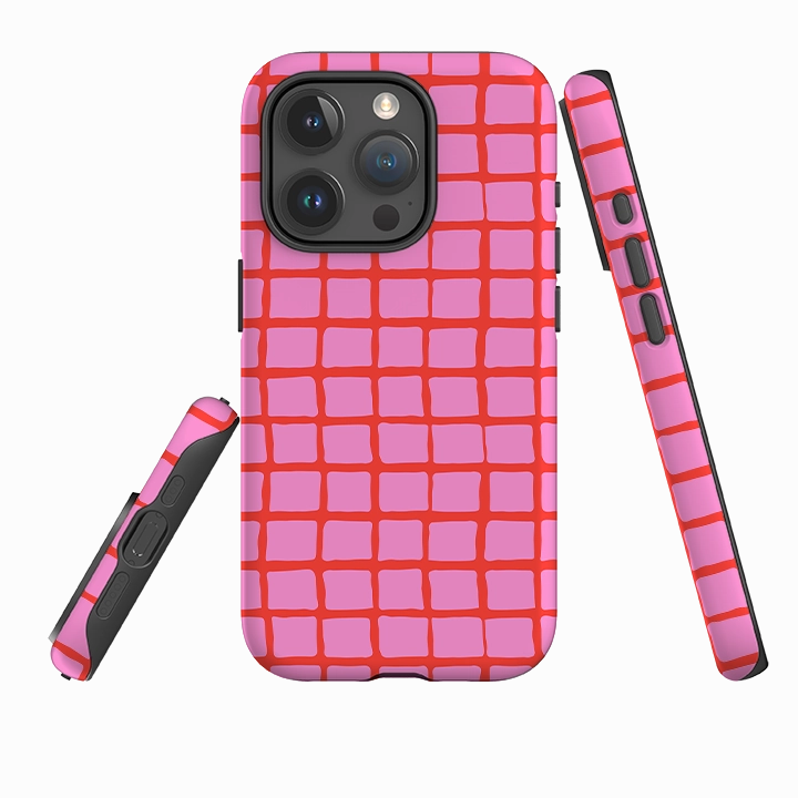 iPhone Tough Case - Pink Tiles Hybrid Frame Classic Frame