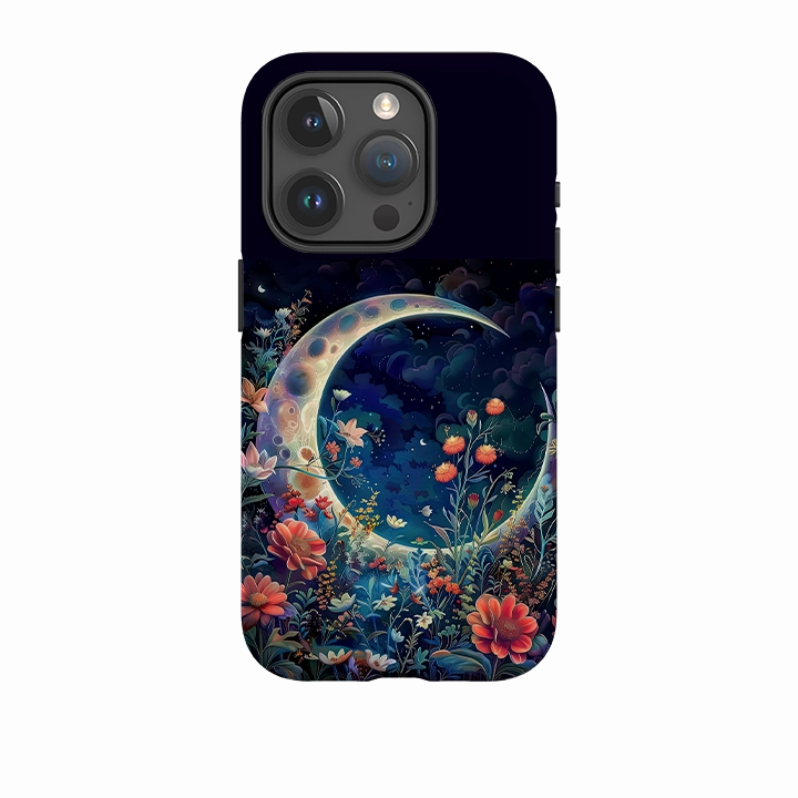 Minimal Aesthetic High gloss iPhone Case - Summer Moon Floral III