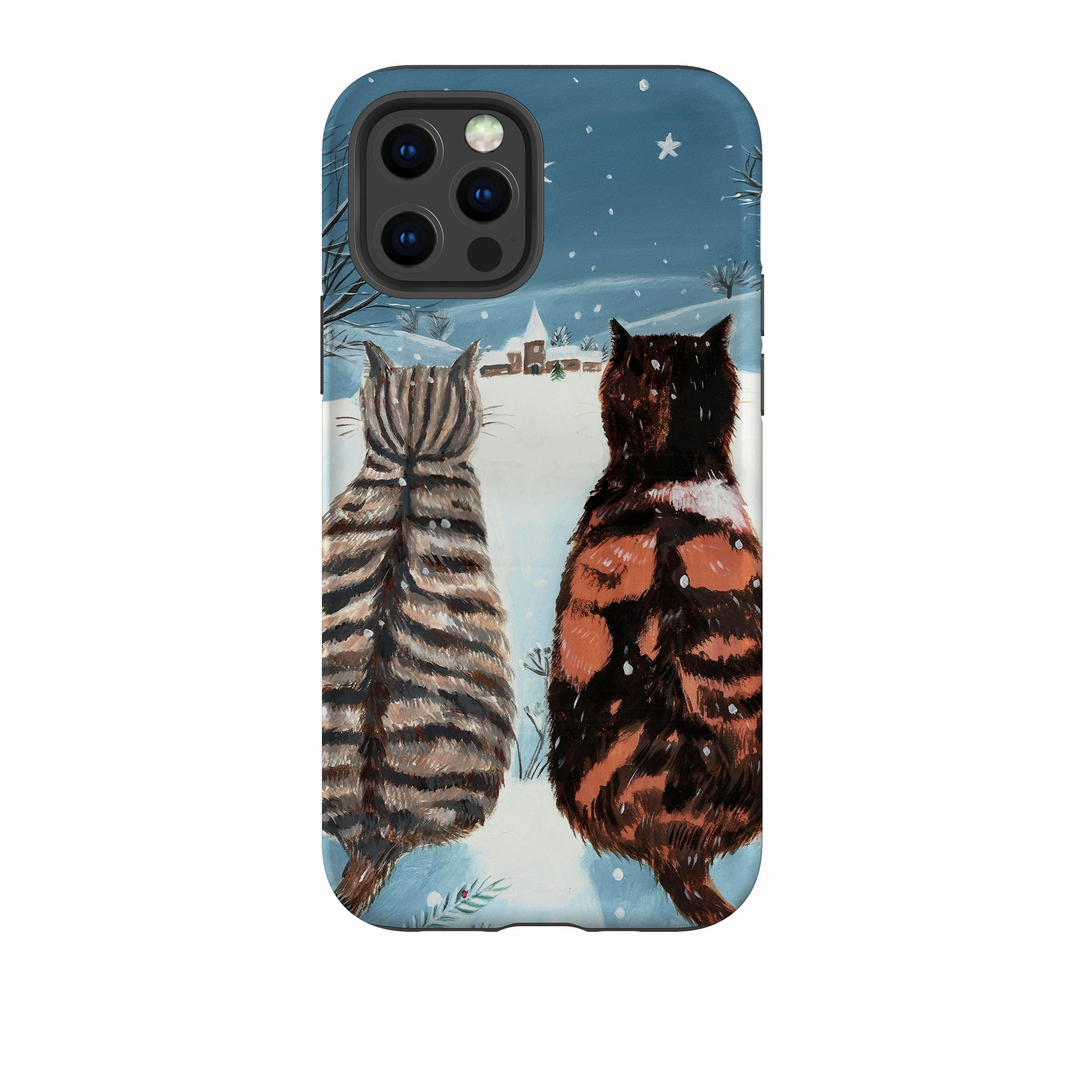 Hybrid Finish Texture iPhone Tough Case - Cat Xmas By Mary Stubberfield