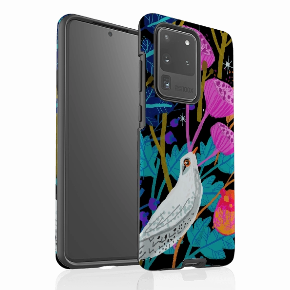 Samsung Tough Case - White Bird By Claire West Smooth Outline Wear resistant