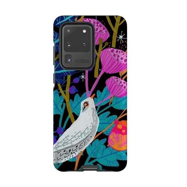 Samsung Tough Case - White Bird By Claire West Matte Look Finish
