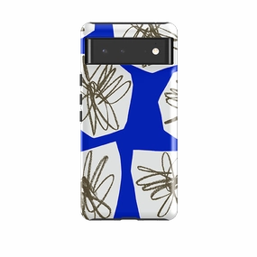 Slim Profiled Smooth Texture Pattern Google Tough Case -  Blue Collage Flower By Kitty Joseph
