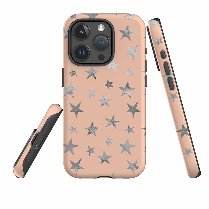 Protective Form Texture iPhone Tough Case - Pale and Silver Stars