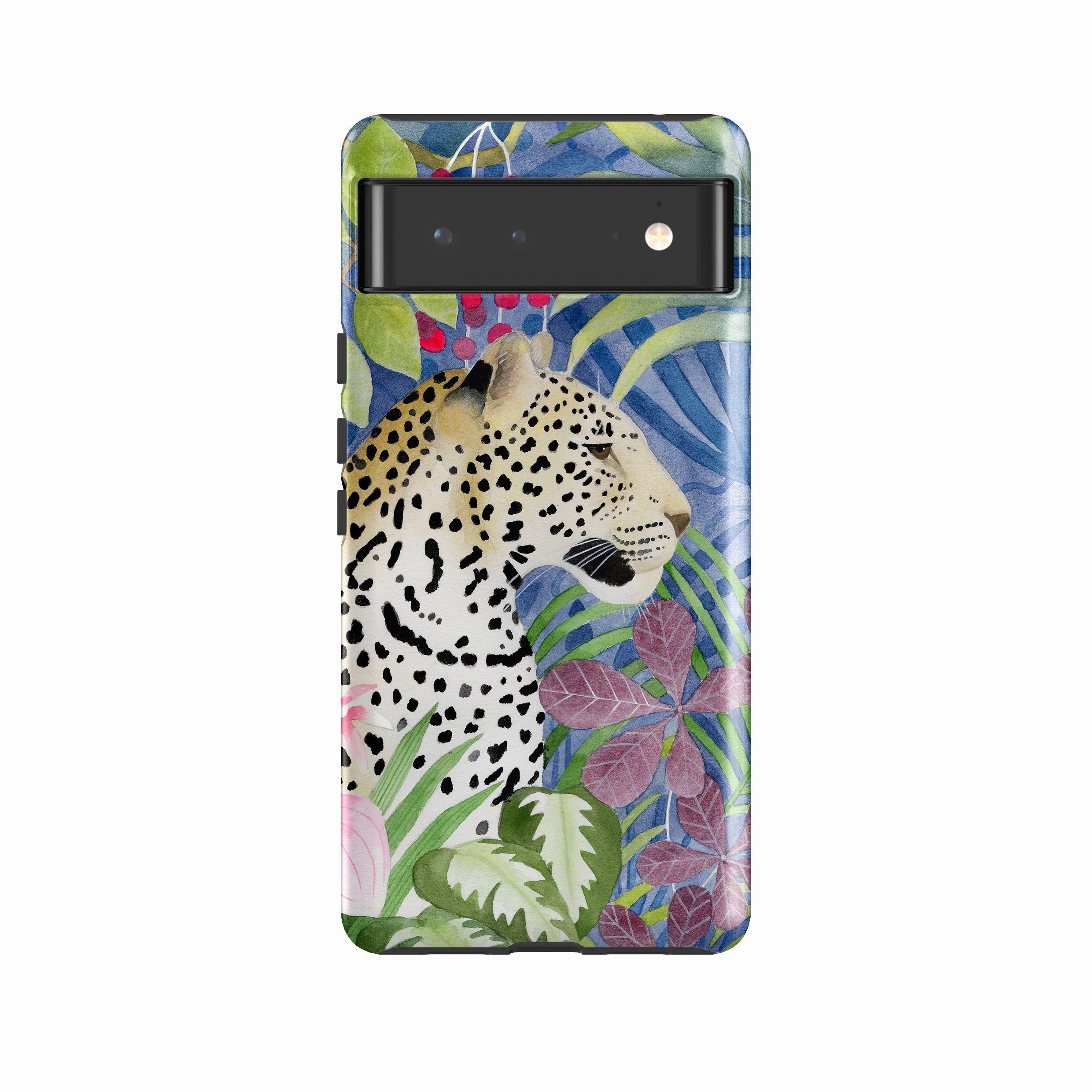 Hybrid Build Texture Google Tough Case -  Blue Jungle Leopard By Bex Parkin