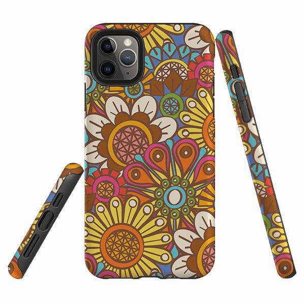iPhone Tough Case - Retro Posy Brights By Amelia Bowman Sleek Texture Hybrid Surface Layer