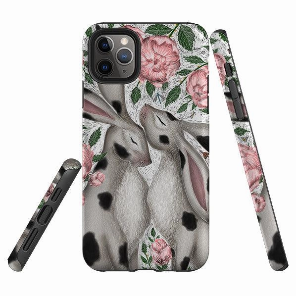 Strong Outline Colorful Design iPhone Tough Case - Hares And Peonies By Catherine Rowe