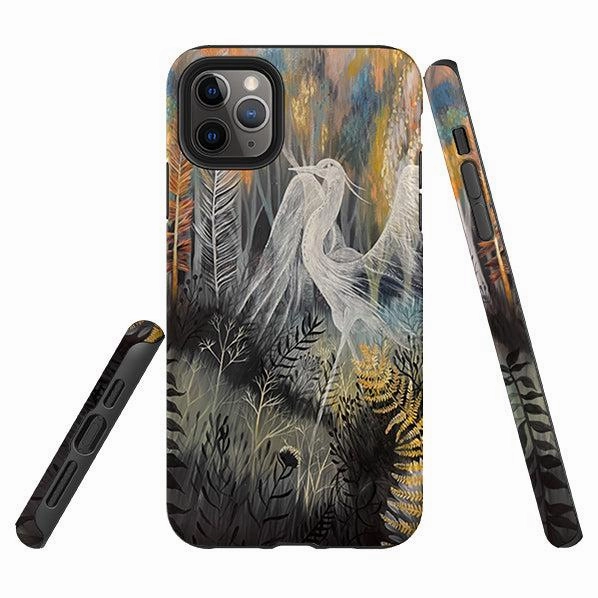 iPhone Tough Case - Ghost Heron By Mia Underwood Matte Surface Design Portable Grip