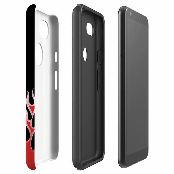 Minimal Look Protective Corners Google Tough Case -  Red Flames
