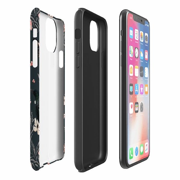 Comfort Edge Non slip grip iPhone Tough Case - Moths And Tuis By Katherine Quinn