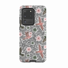 Samsung Tough Case - Bird Pattern Black By Lee Foster Wilson Hybrid Texture Layer Classic Grip
