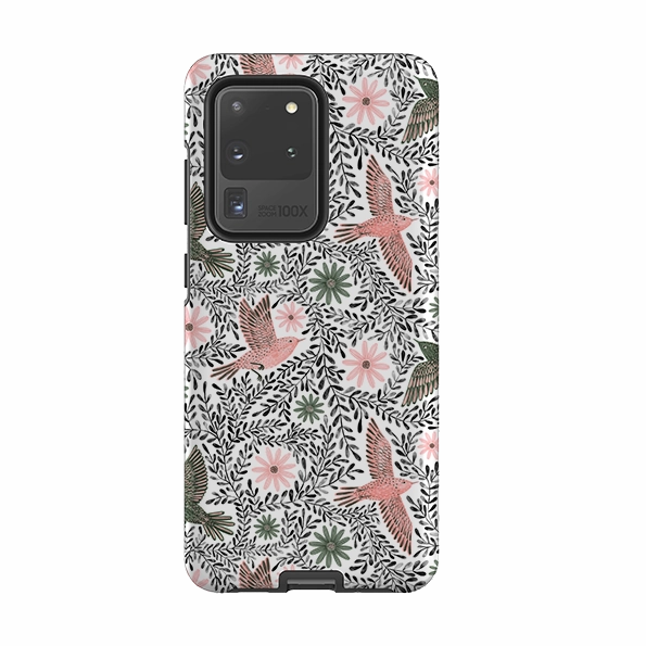 Grip Enhanced Samsung Tough Case - Bird Pattern Black By Lee Foster Wilson