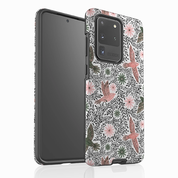 Samsung Tough Case - Bird Pattern Black By Lee Foster Wilson Protective Look Matte Texture Design