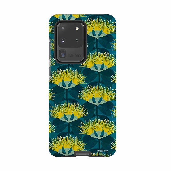 Hybrid Pattern Texture Elegant Edge Samsung Tough Case - Pohutukawa Yellow And Blue By Katherine Quinn