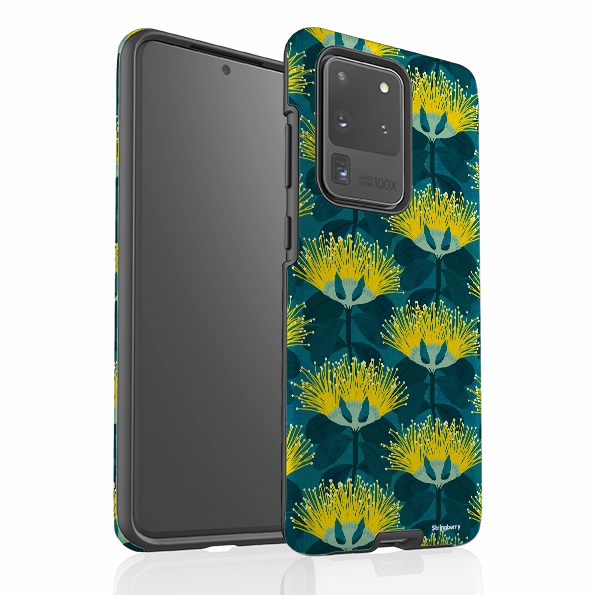 Samsung Tough Case - Pohutukawa Yellow And Blue By Katherine Quinn Elegant Layer Texture