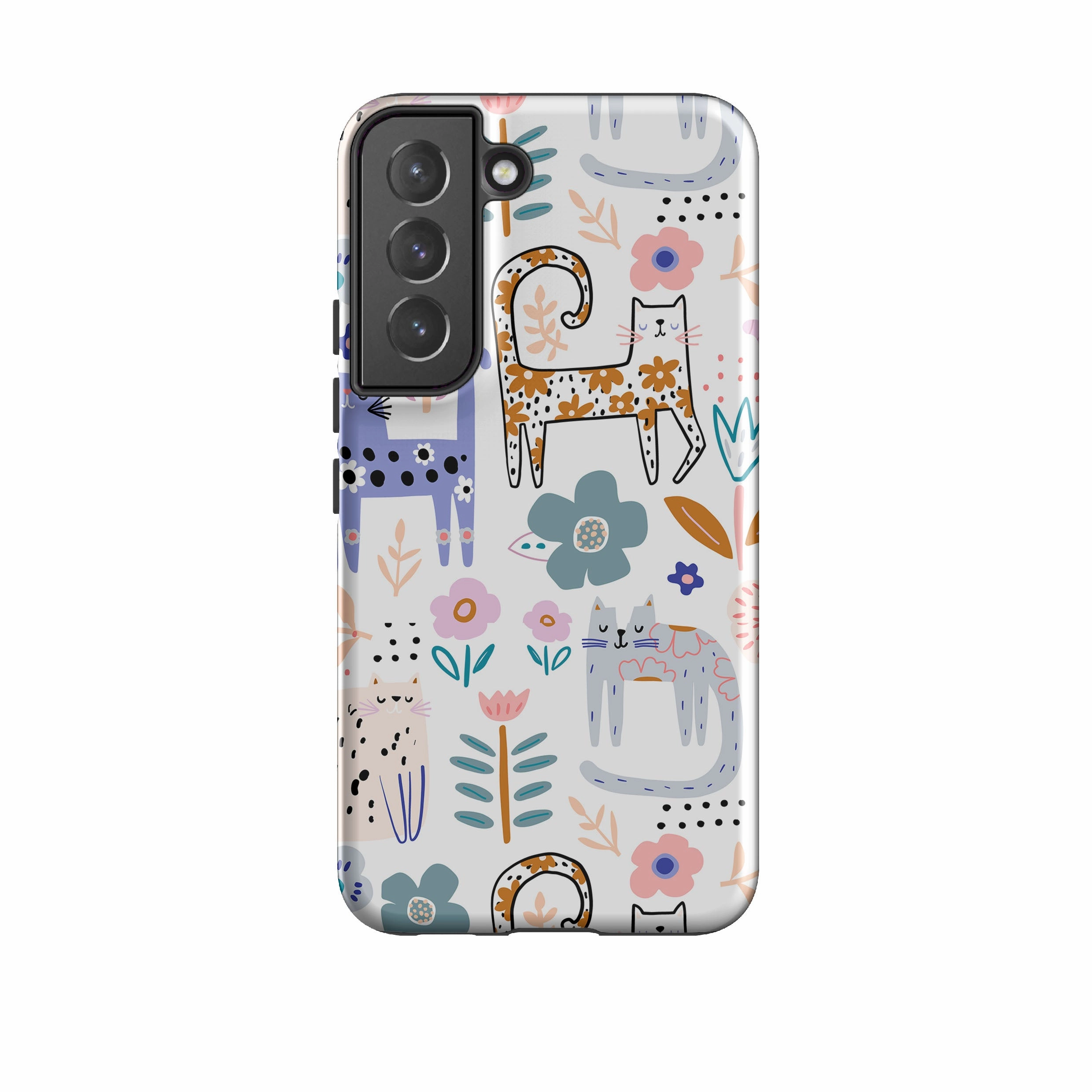Flexible Feel Samsung Tough Case - Floral Cats