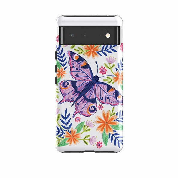 Google Tough Case -  Floral Lilac Butterfly By Lee Foster Wilson Minimal Aesthetic Touch Precision Cutouts