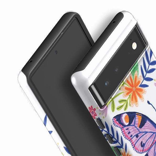 Google Tough Case -  Floral Lilac Butterfly By Lee Foster Wilson Rugged Texture Design Minimal Finish