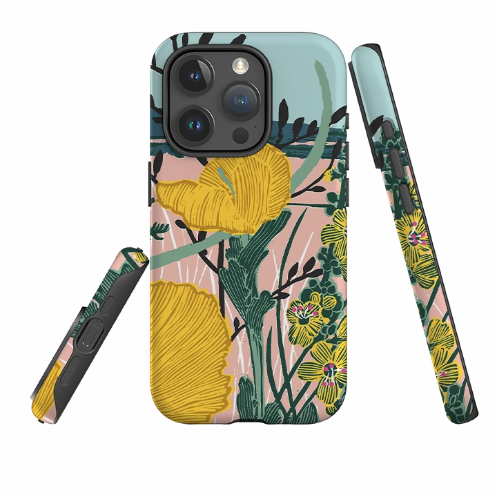 iPhone Tough Case - Yellow Poppies By Kate Heiss Modern Look Soft Touch