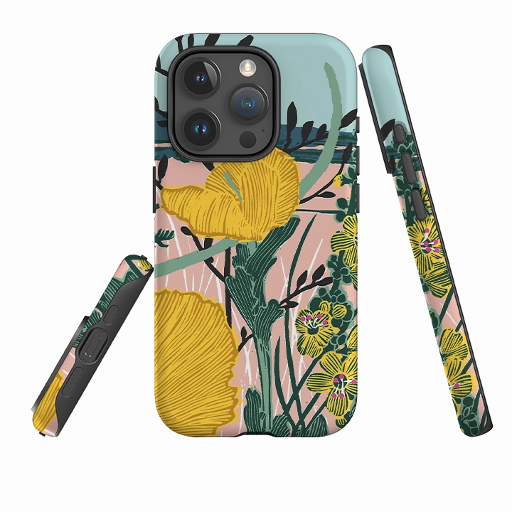 Smooth Design Tough Frame iPhone Tough Case - Yellow Poppies By Kate Heiss