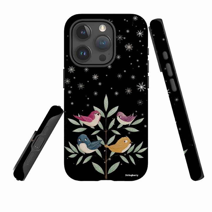 iPhone Tough Case - Garden Birds Black By Maja Lindberg Refined Form Textured Finish