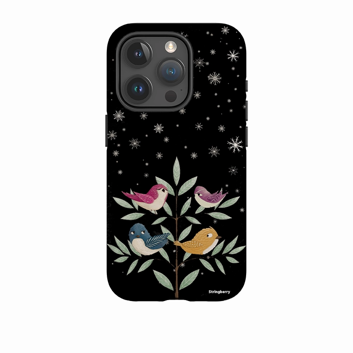 Modern Detail Minimal Comfort iPhone Tough Case - Garden Birds Black By Maja Lindberg