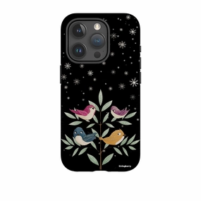Modern Detail Minimal Comfort iPhone Tough Case - Garden Birds Black By Maja Lindberg