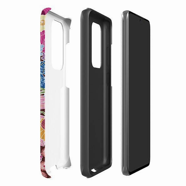 Samsung Tough Case - Jigsaw Floral 1 By kate Heiss Hybrid Build Texture