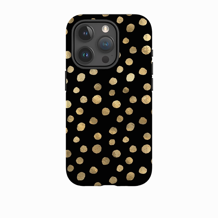iPhone Tough Case - Black and Gold Dots Transparent Shell Smart Accessory