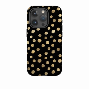 iPhone Tough Case - Black and Gold Dots Transparent Shell Smart Accessory