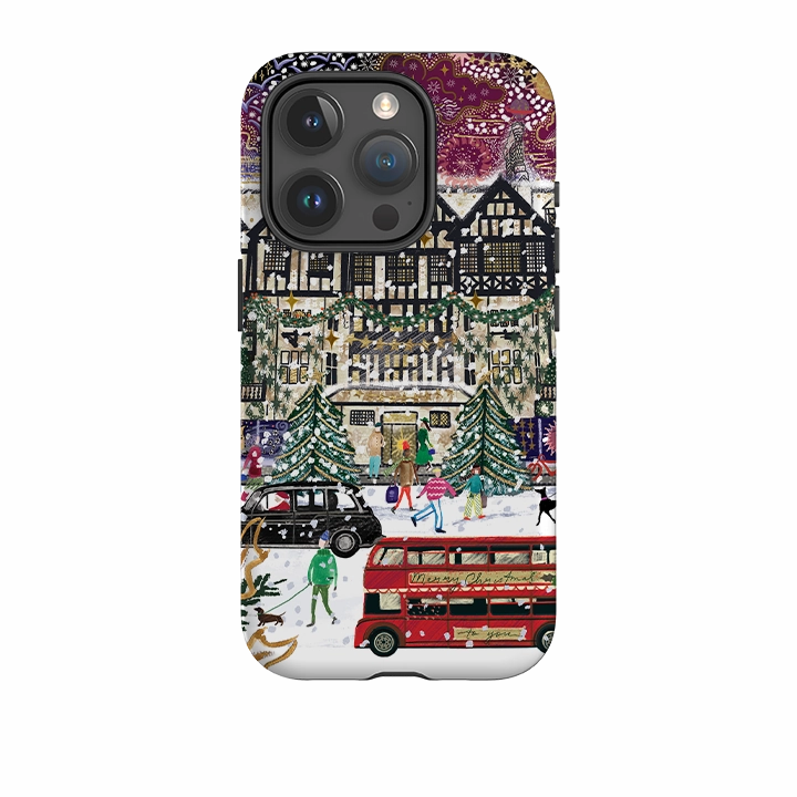 Rugged Pattern Design Perfect Fit iPhone Tough Case - Christmas In London By Emma Frances Grant