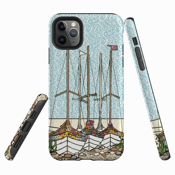 Classic Grip Elegant Layer Texture iPhone Tough Case - Boats At Rest By Amelia Bowman