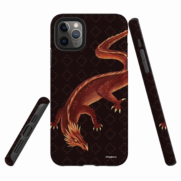 Protective Detailing Edge Comfort Layer Texture iPhone Tough Case - Beowulf Dragon By Anna Stead