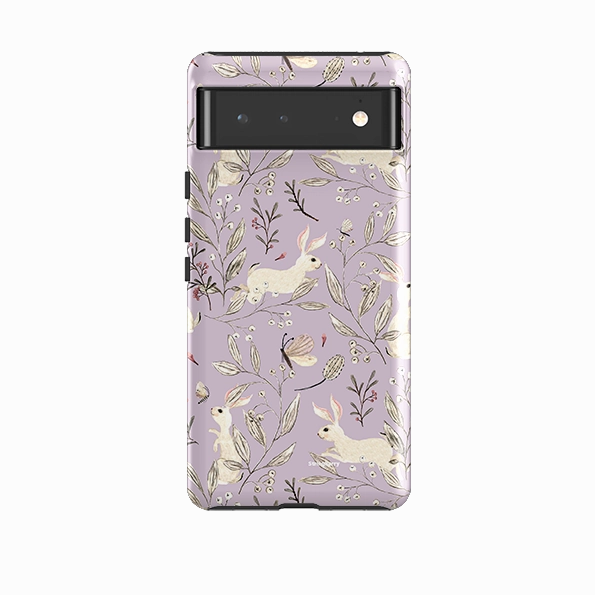 Vibrant pattern Minimal Shield Google Tough Case -  Bunnies Mauve By Katherine Quinn