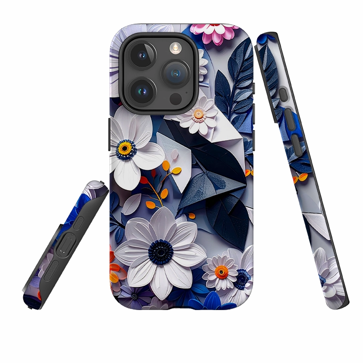 Durable Quality iPhone Tough Case - Summer Blue Florals