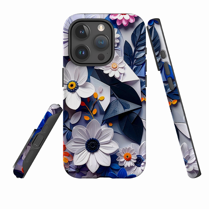 Refined Protection iPhone Tough Case - Summer Blue Florals