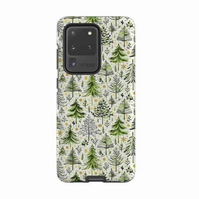 Handcrafted Design Tactile Feel Samsung Tough Case - Green Xmas Trees By Elisabeth Haager