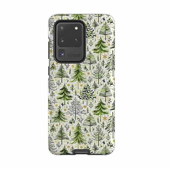 Handcrafted Design Tactile Feel Samsung Tough Case - Green Xmas Trees By Elisabeth Haager