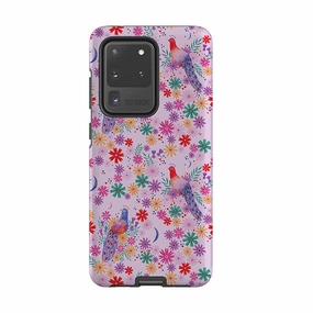 Color Pattern Compact Pattern Samsung Tough Case - Peacock Pattern Lilac By Lee Foster Wilson