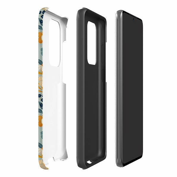 Samsung Tough Case - Yellow And Blue Floral By Katherine Quinn Modern Finish Dual Layer